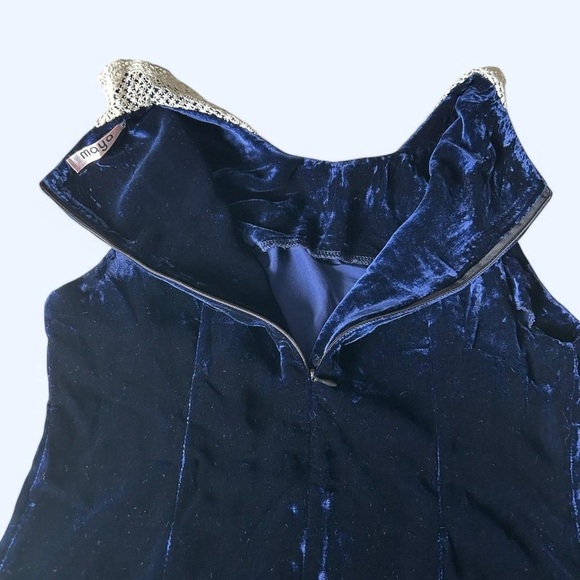Maya Velvet Dress - Size Medium - Navy with Lace Detail - Picture 6 of 8